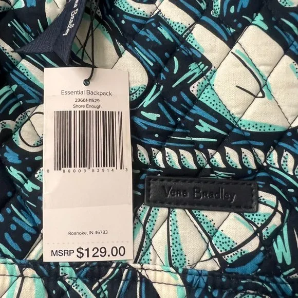 VERA BRADLEY Essential Large Backpack - Shore Enough - Turtle - Nautical - NWT - Picture 4 of 5